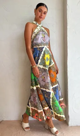 Alemais Trippy Troppo Halter Midi Dress Multi Size 12 for rent on The Volte - image 3