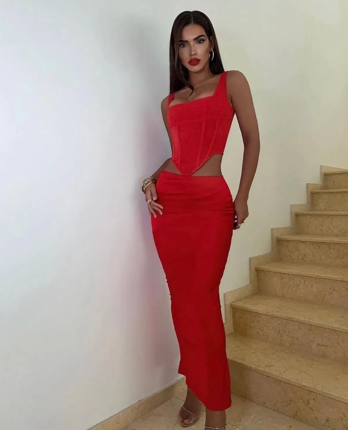 House Of CB Edetta Corset and Colette Skirt Set Red Size S / Au 8 - Image 5