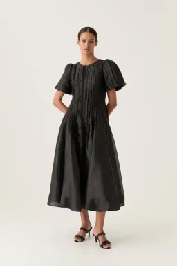 AJE Nova Pleated Midi Dress black Size 12 / L for rent on The Volte - image 1
