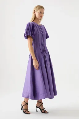 AJE Nova Pleated Midi Dress Deep Violet Size 8 for rent on The Volte - image 2