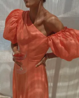 Aje Maia Off Shoulder Midi Dress Orange Size AU 14 / XL for rent on The Volte - image 4