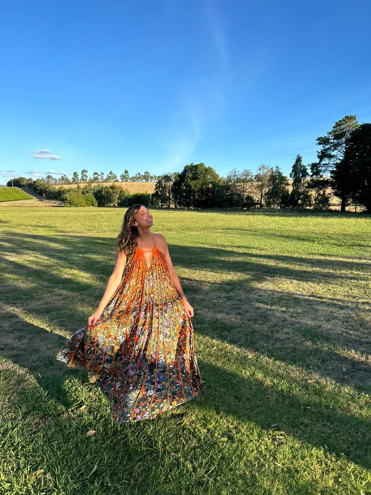 Stella McCartney Klara Floral Pleated Silk Maxi Dress Multi Size 8 - Image 4