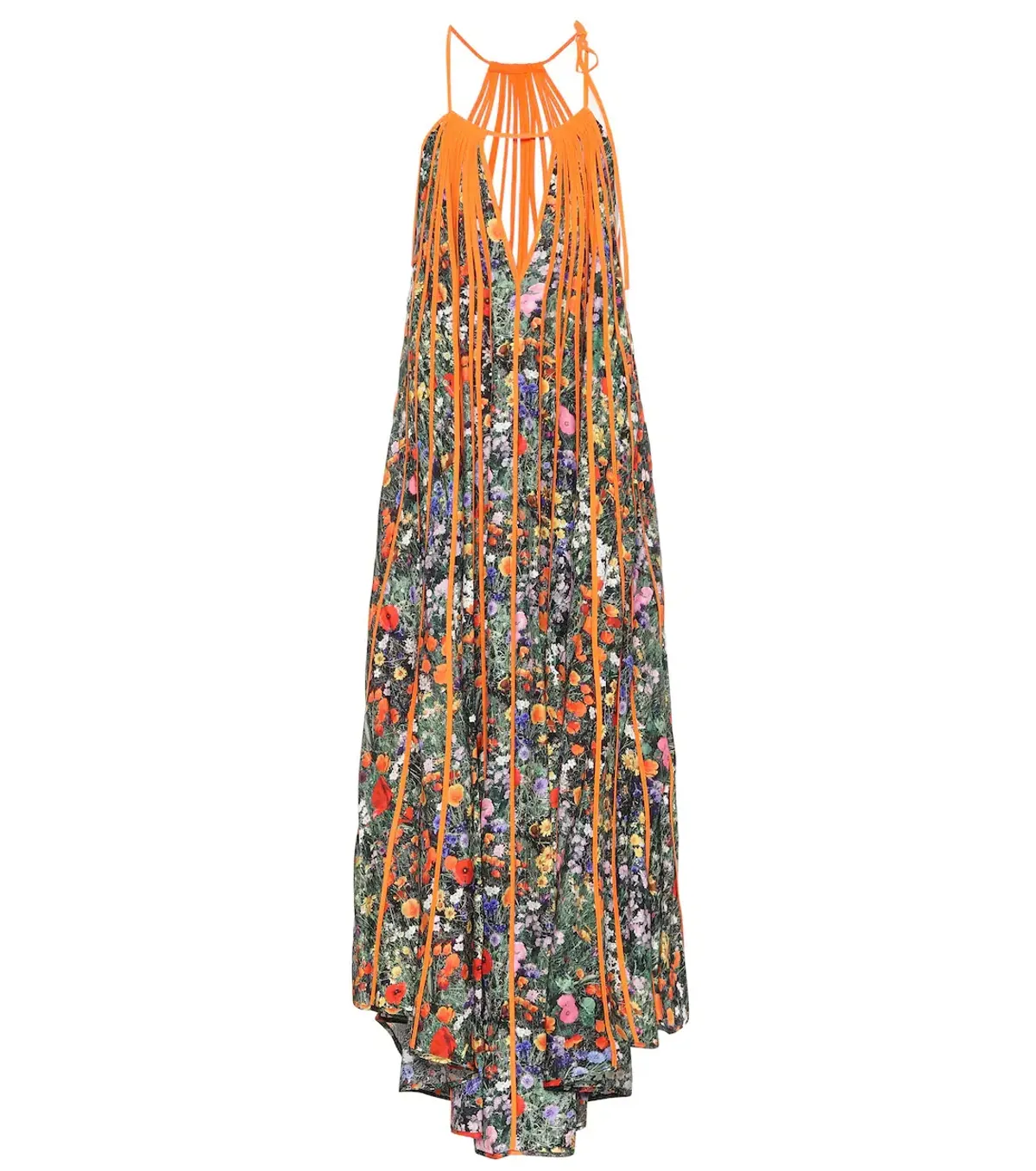 Stella McCartney Klara Floral Pleated Silk Maxi Dress Multi Size 8 - Image 6