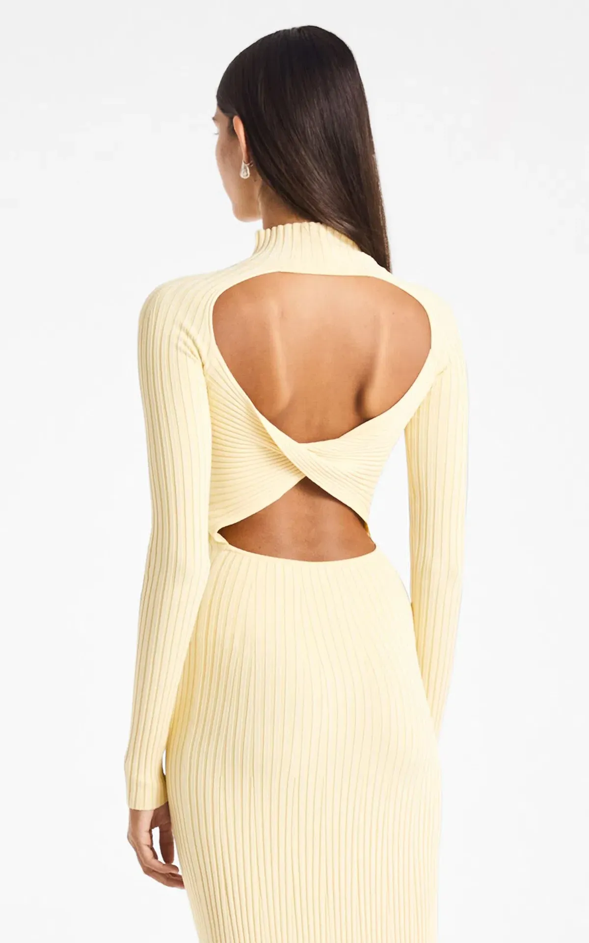 Dion Lee Stripe Rib Twist Dress Yellow Size 10  - Image 3