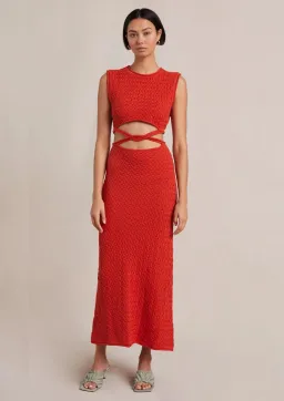 Bec & Bridge Effie Knit Cut Out Maxi Dress Red Size 10  for rent on The Volte - image 1