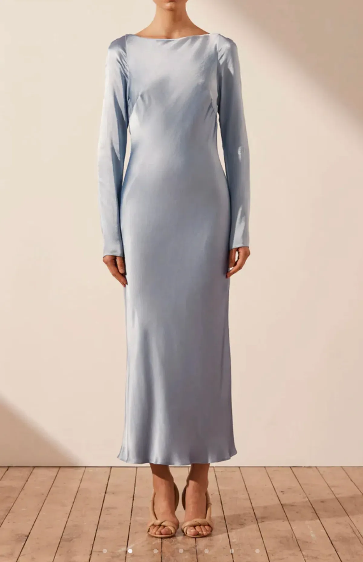 Shona Joy Angelica Long Sleeve Backless Midi Dress Powder Blue Size 6 - Image 1