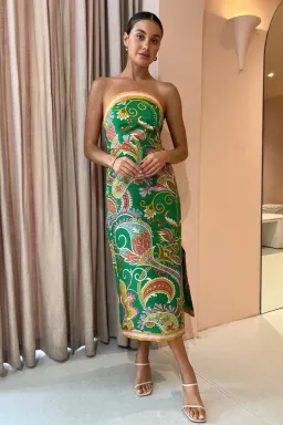 Alemais  Marion Bodice Dress Green/Print  Size 10 for rent on The Volte - image 1