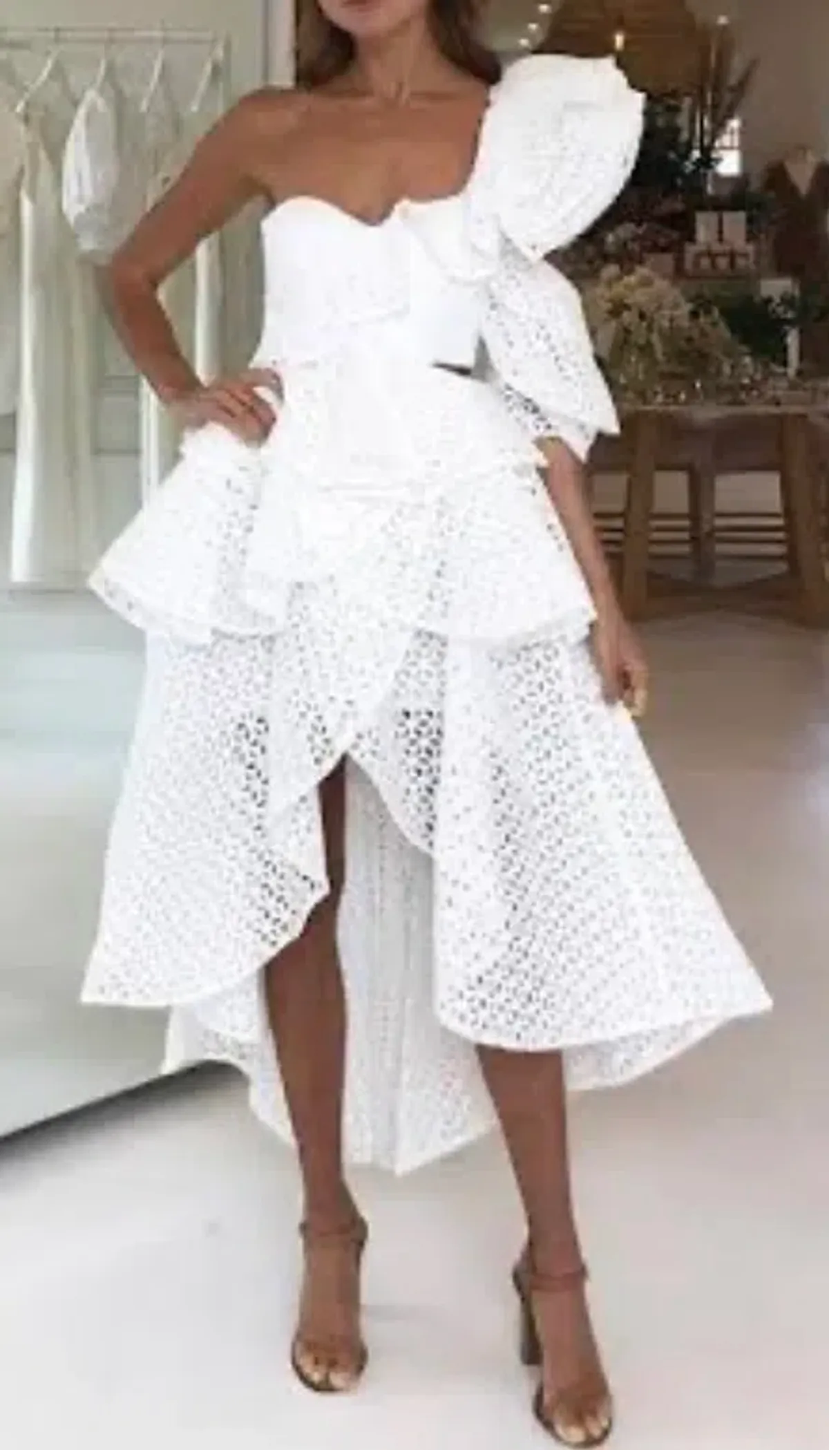 THURLEY Marion Ruffle Dress - White - Size 8 - Image 4