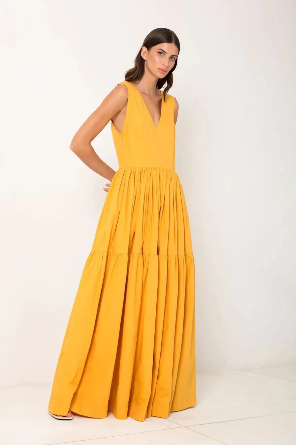 S/W/F Boutique V Neck Tiered Maxi Orange Size S / AU 8 - Image 1