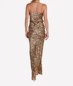Nili Lotan Cami Gown Fall Leaf Print Brown Size AU 6 for rent on The Volte - image 2