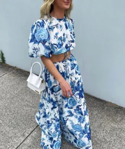 Sir the Label Amaris Puff Sleeve Top and Gathered Skirt Blue Size AU 10 for rent on The Volte - image 2