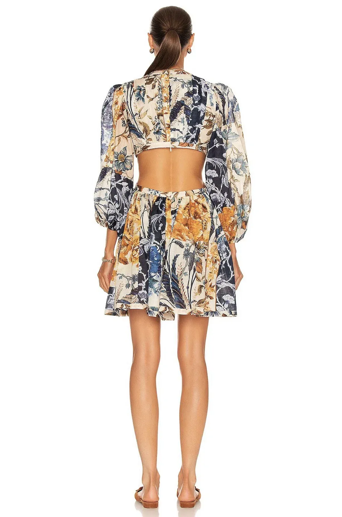 Zimmermann Aliane Cut Out Short Dress Blue Floral Size 2 / AU 12 - Image 5