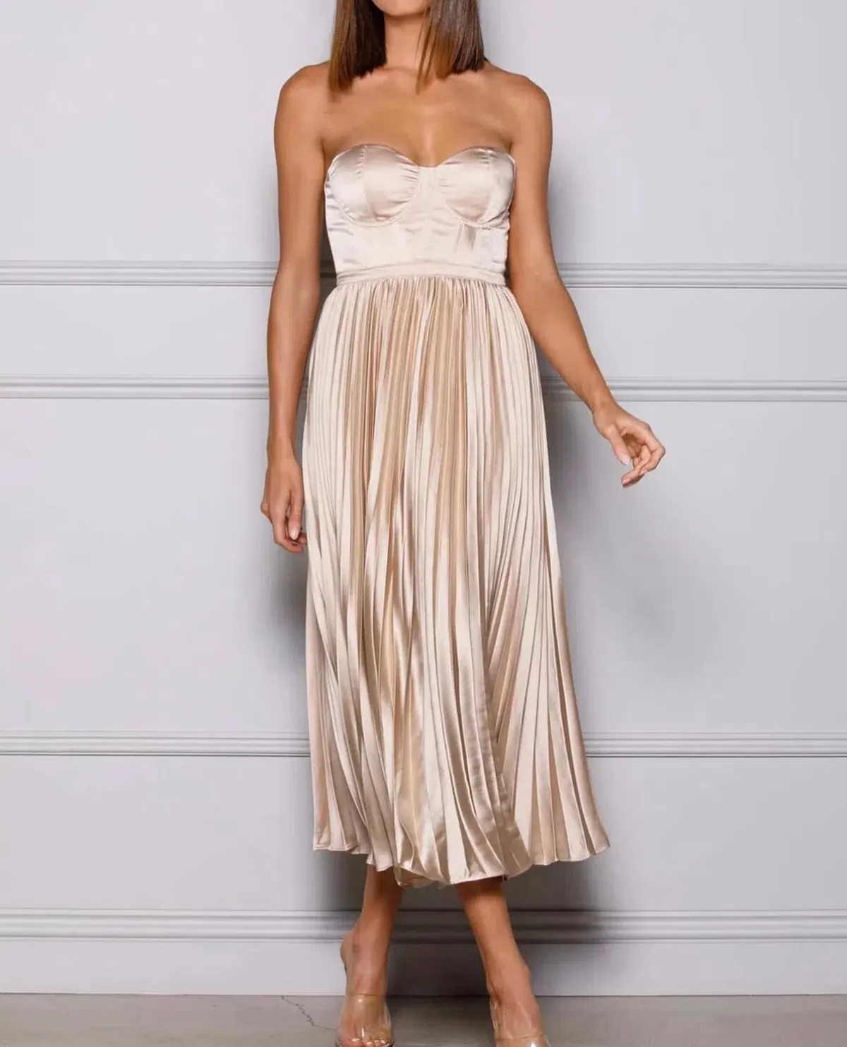 Elle Zeitoune Milan Dress in Champaign Size AU 6  - Image 3