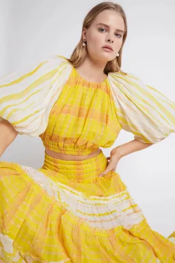 Aje Wilderness Cropped Top and Maxi Skirt Yellow Size AU 4 for rent on The Volte - image 3
