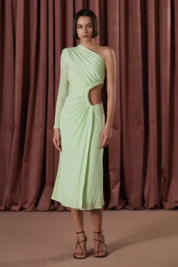 Misha Colson Slinky Jersey Dress in Soft Lime Green Size 6  for rent on The Volte - image 1