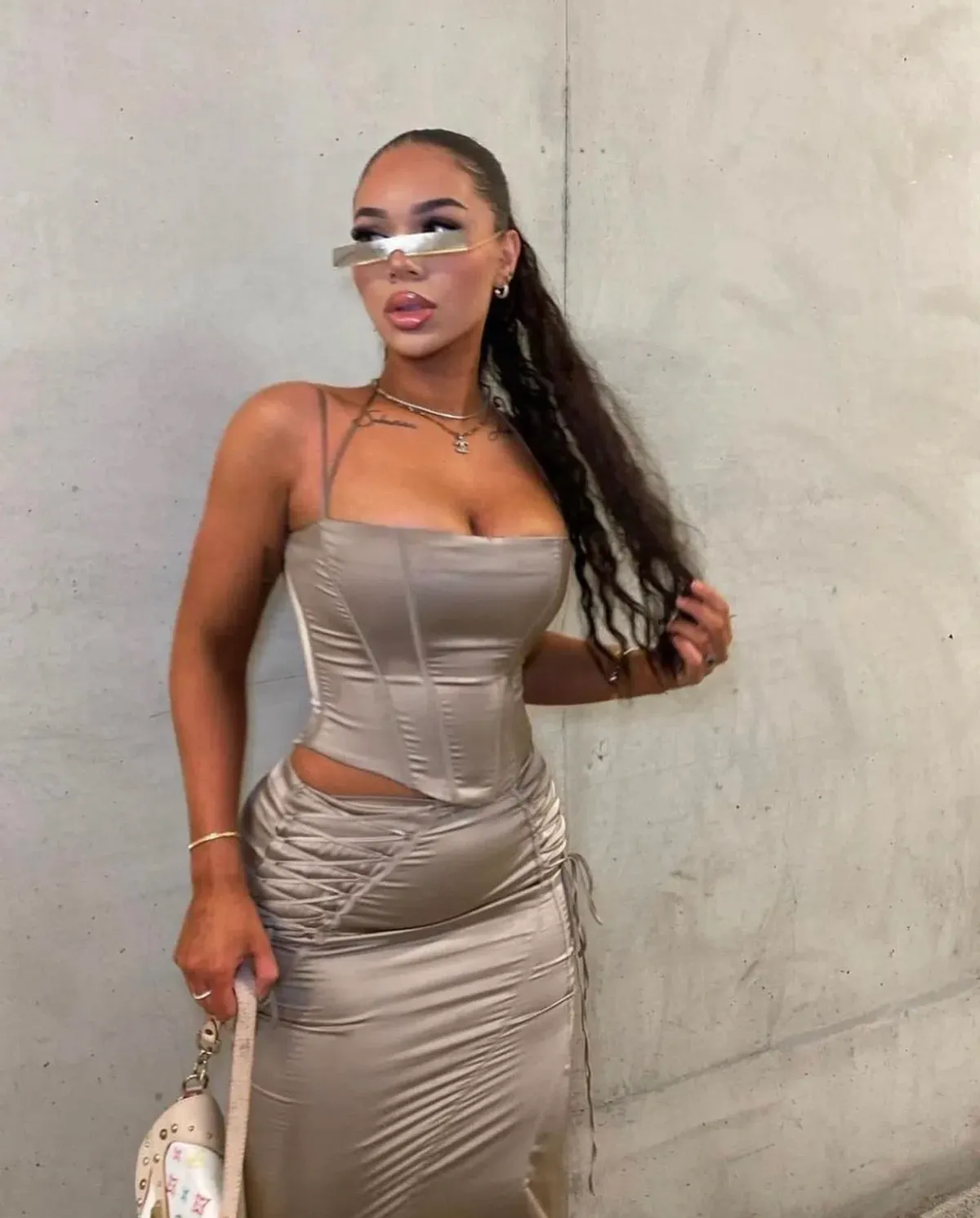 House Of CB Chantelle Corset and Sidonie Midi Skirt Set Latte Size AU 8 - Image 2