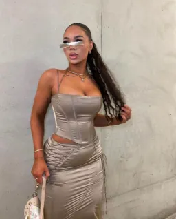 House Of CB Chantelle Corset and Sidonie Midi Skirt Set Latte Size AU 8 for rent on The Volte - image 2