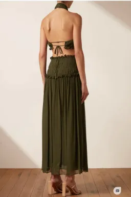 Shona Joy Safira Midi Dress Green Size AU 8 for rent on The Volte - image 2