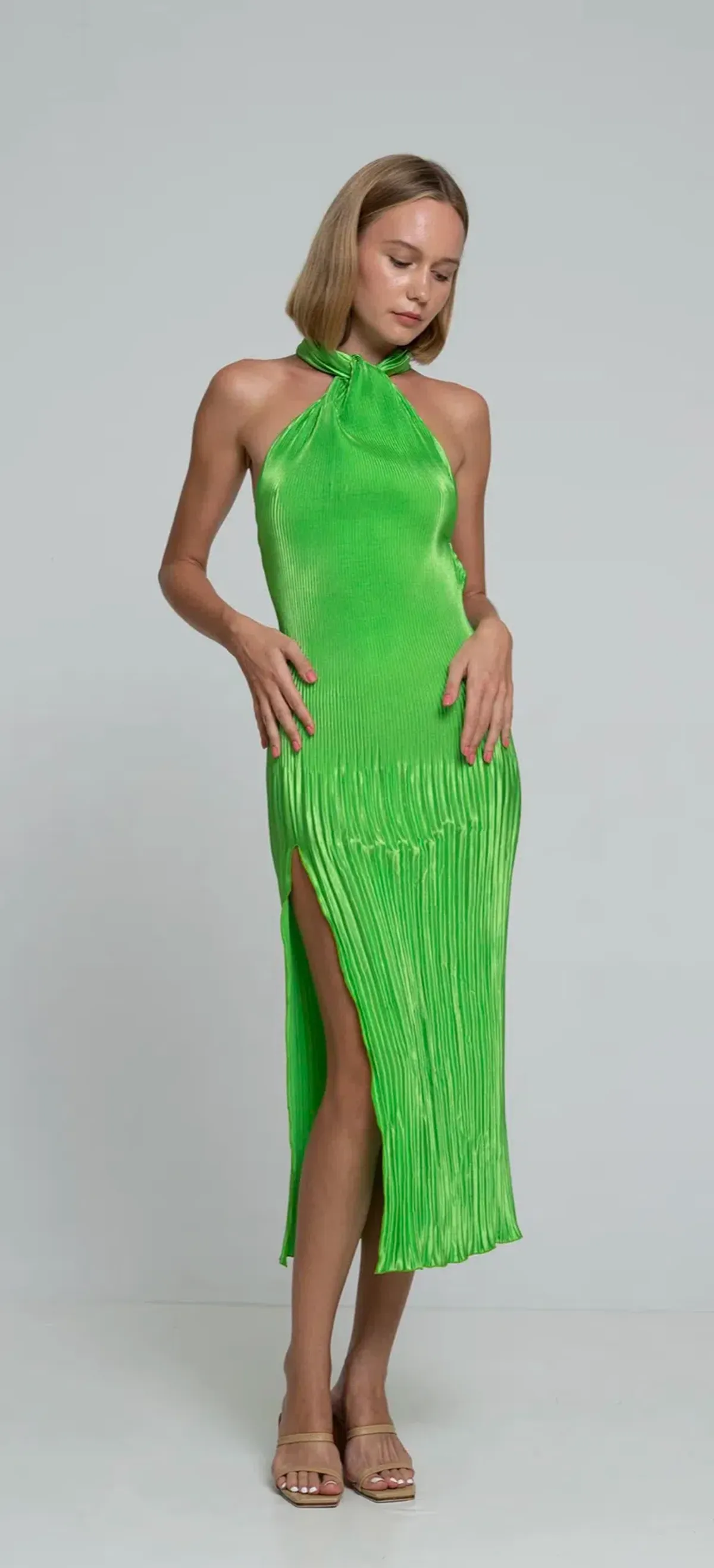 L'Idee Klum Gown Neon Lime Green Size AU 8 - Image 2