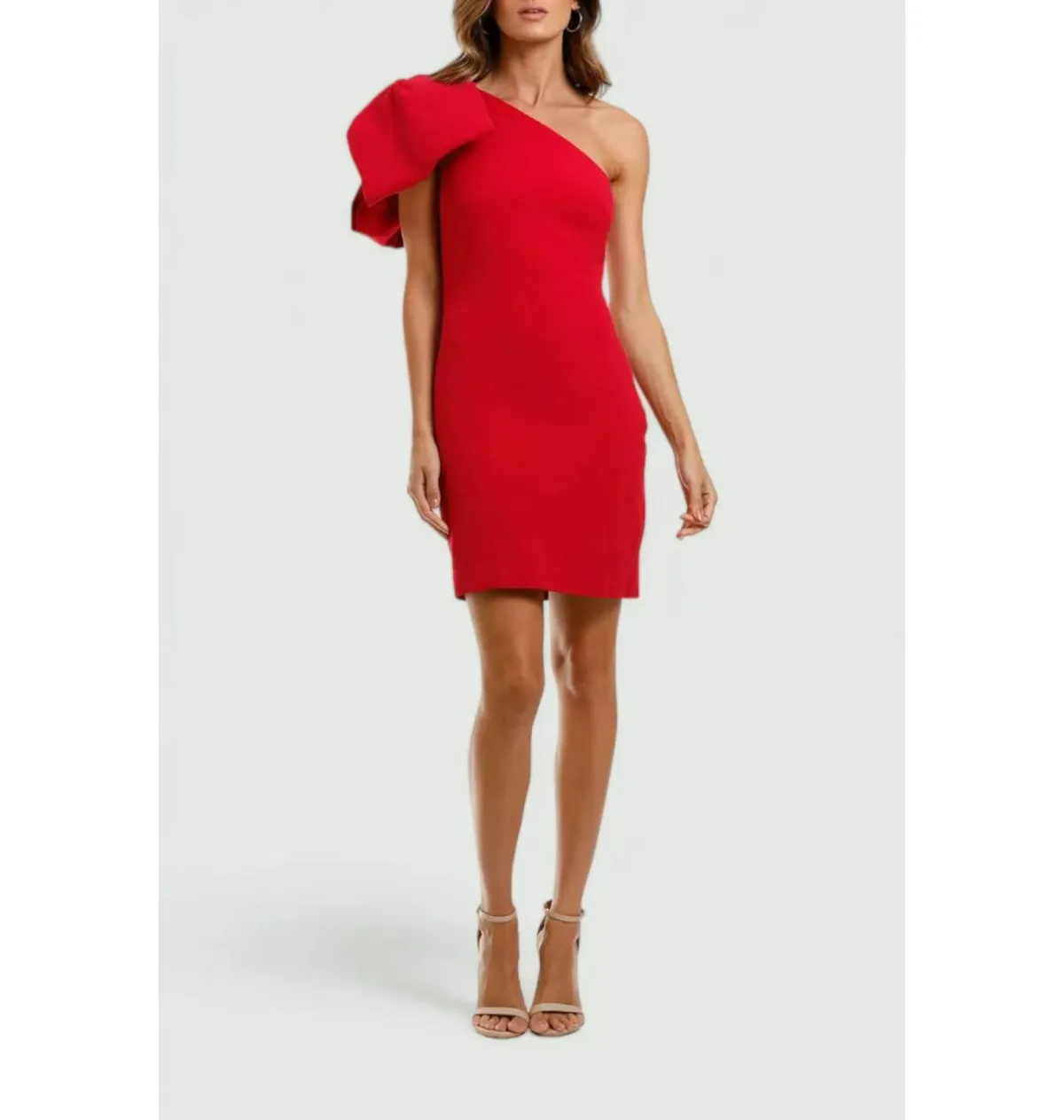 Rebecca Vallance Hamptons Bow Mini Dress Red Size AU 12 - Image 1