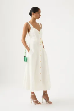 Aje Clay Belted Midi Dress White Size 12 for rent on The Volte - image 2