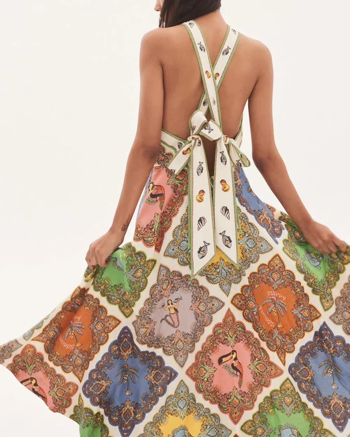 Alemais Trippy Troppo Halter Midi Dress Multi Print Size 8  - Image 6