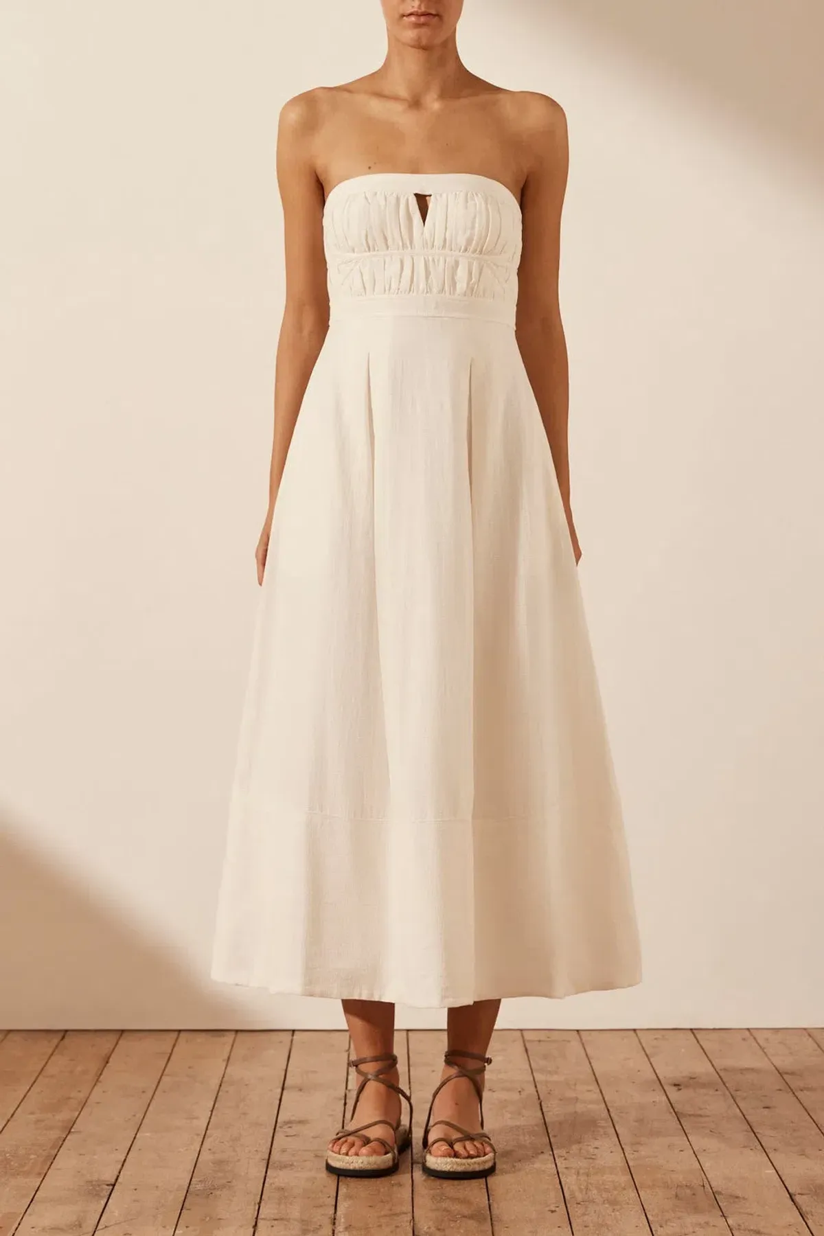 Shona Joy Akua Strapless Bustier Midi Dress Coconut Size 12 - Image 2