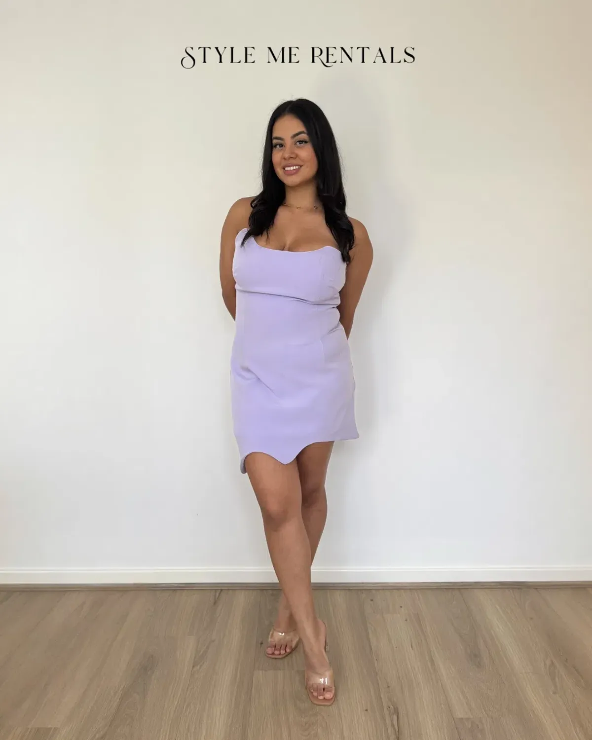 By Johnny Strapless Wave Mini Dress Lilac Size 12 - Image 3