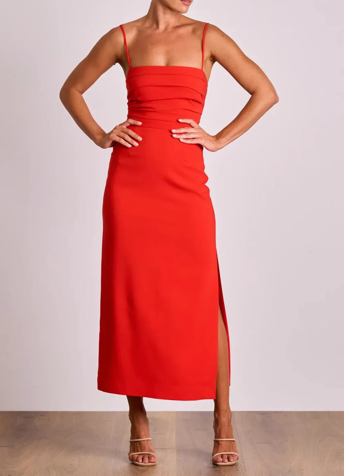 Pasduchas Emerson Column Midi Dress Red Size 8 - Image 1