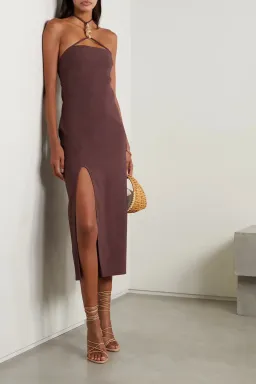 Cult Gaia Castila Embellished Halterneck Midi Dress Plum Size XS / Au 6 for rent on The Volte - image 1