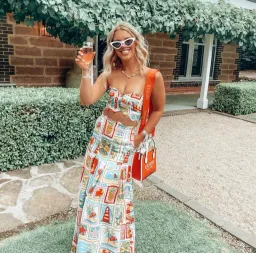 By Nicola Sea Change Top & Maxi Skirt In Summer Vacation Print Size AU 8 for rent on The Volte - image 3