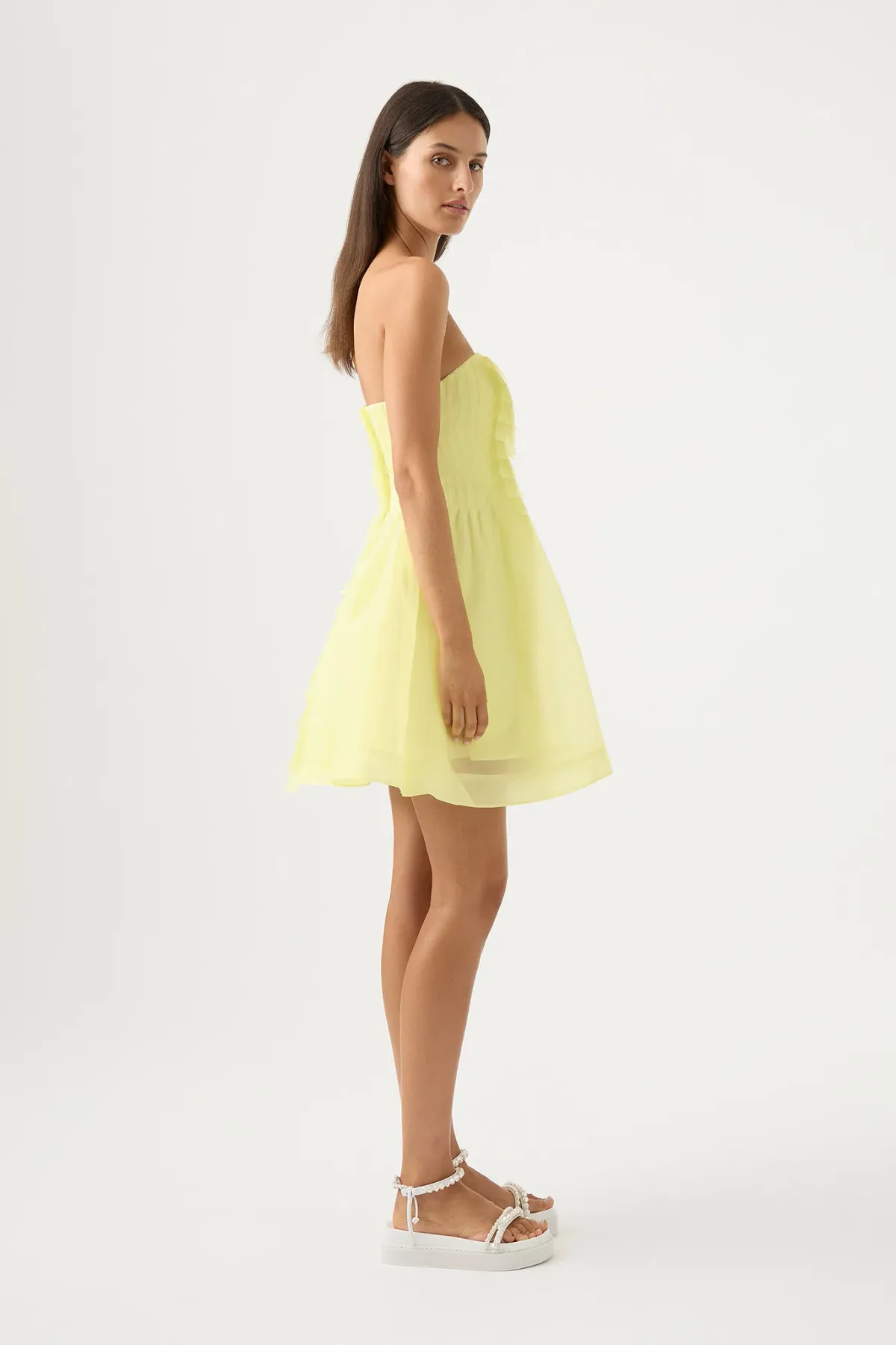 Aje Aspect Mini Dress Lemon Yellow Size AU 6 - Image 4