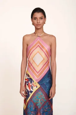 Staud Cubism Dress Patchwork Foulard Multi-colored Size AU 10 for rent on The Volte - image 4