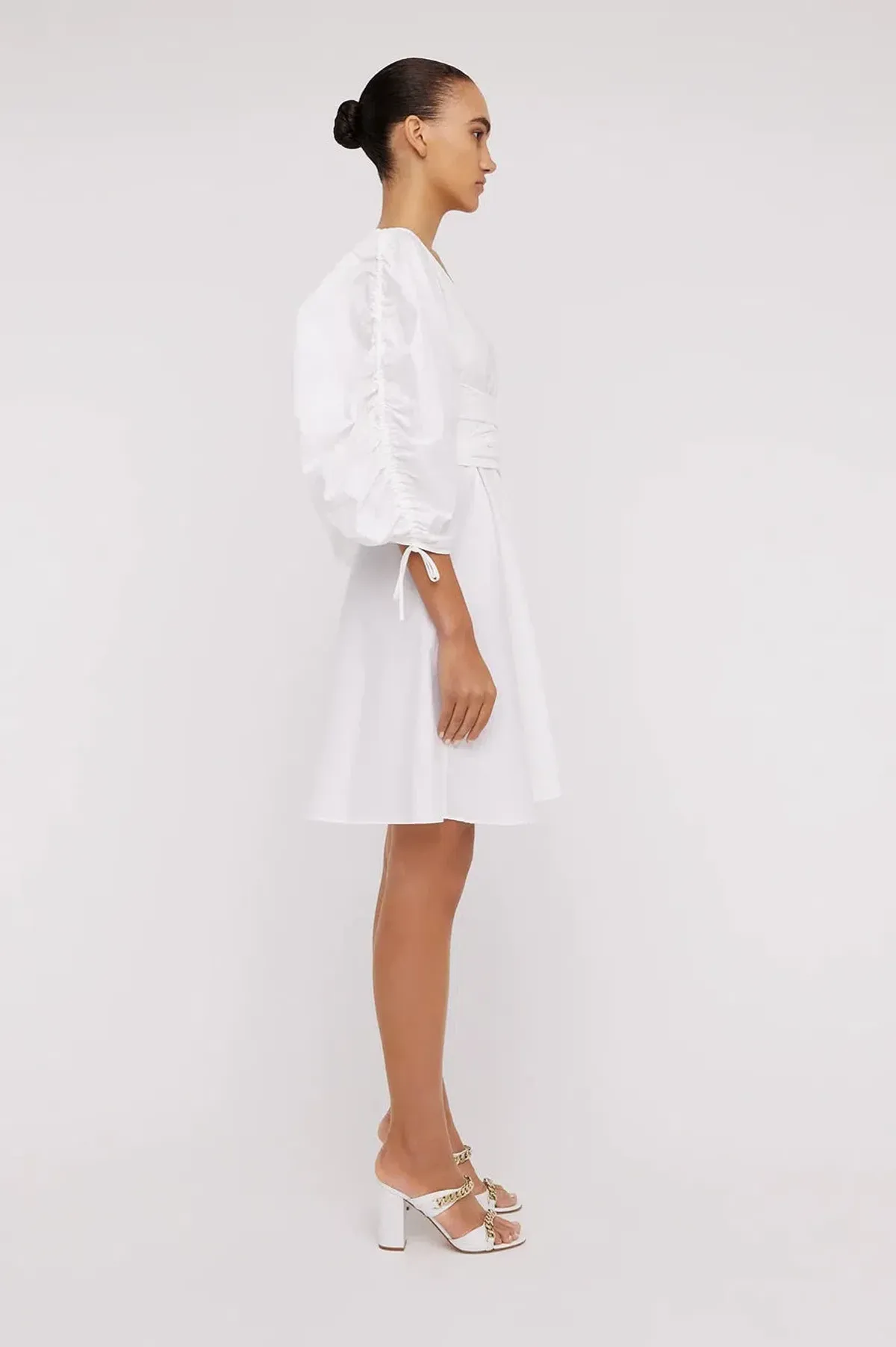 Scanlan Theodore Parachute Gather Sleeve Mini Dress White Size 6 / XS - Image 4