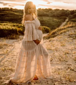 We Are Reclamation Chiffon Delight Gown Beige One Size Fits Most for rent on The Volte - image 1