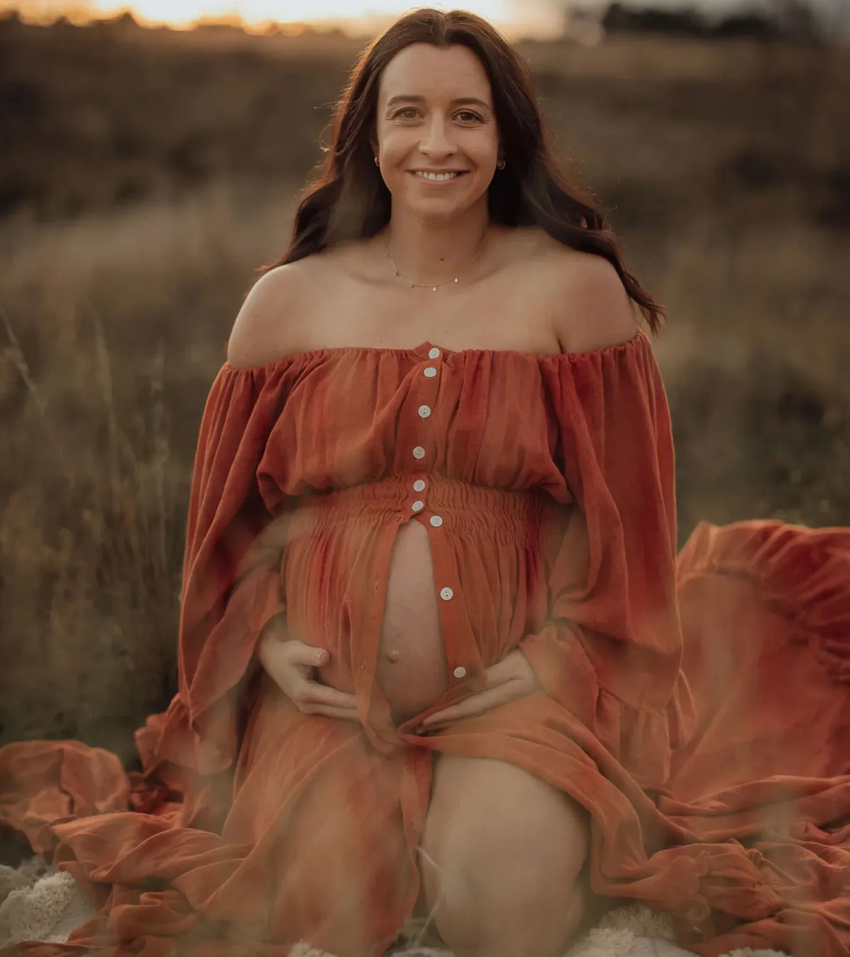 We Are Reclamation Ruffle Me Open Gown in Rust One Size Fits Most  - Image 3