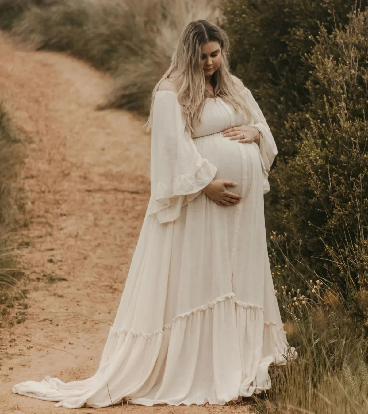 We Are Reclamation Ruffle Me Open Gown Beige Size 22 - Image 1