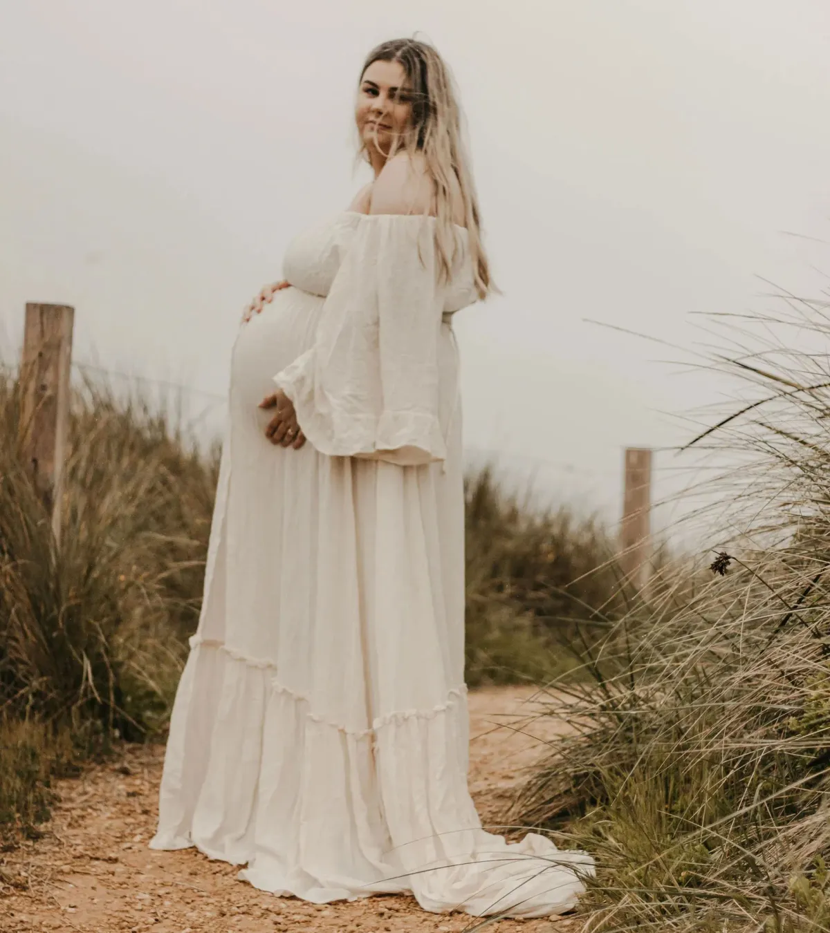 We Are Reclamation Ruffle Me Open Gown Beige Size 22 - Image 5