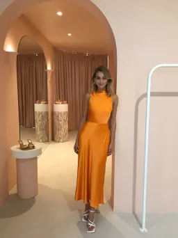 Bec & Bridge Seraphine Cut Out Midi Dress in Tangerine Orange Size 8 for rent on The Volte - image 2