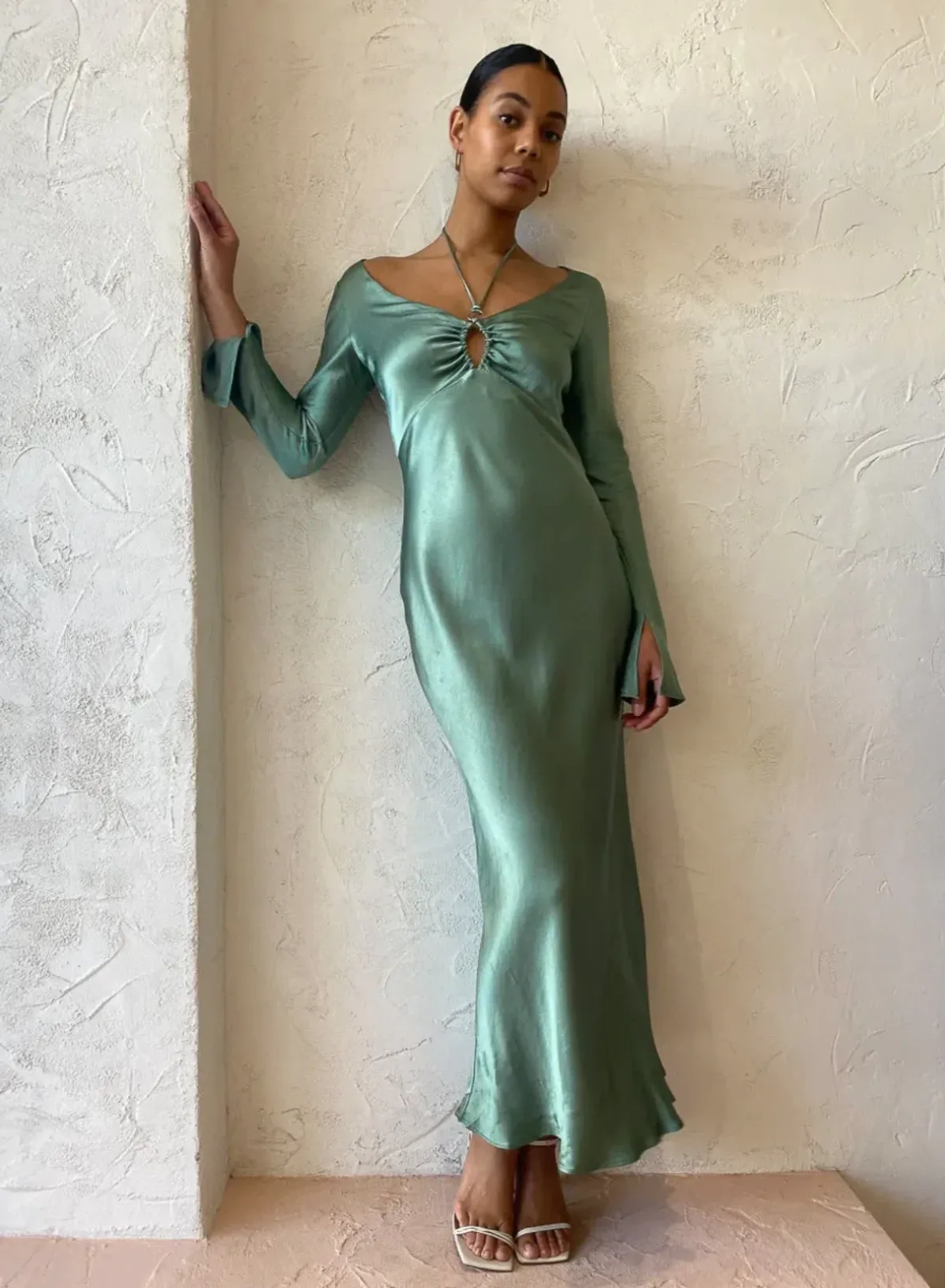 Bec & Bridge Malyka Long Sleeve Maxi Dress in Moss Green Size 8 - Image 7