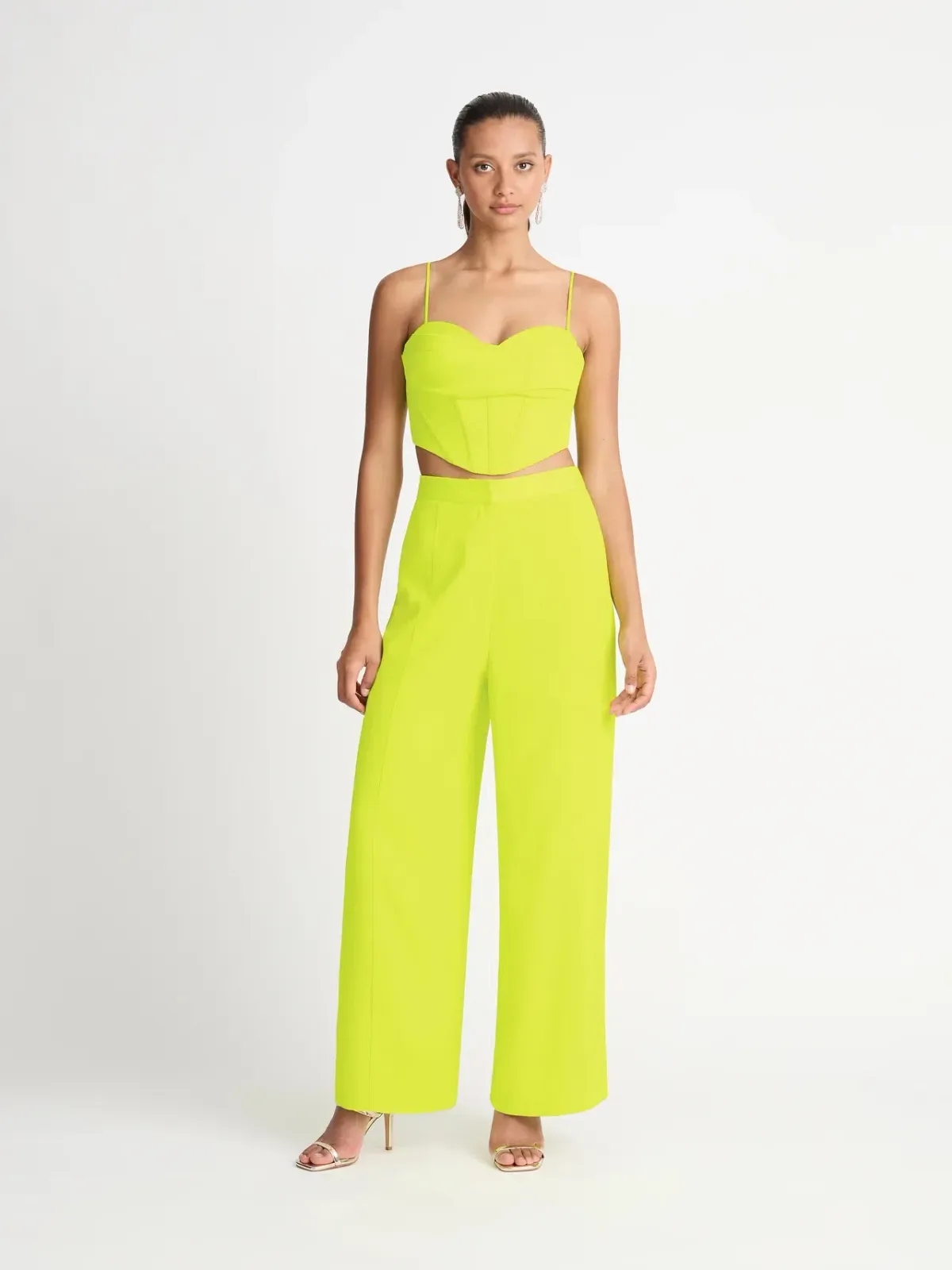 Sheike Lola Bustier Size 8 and Pant Size 10 Coord Set in Lime Green  - Image 1