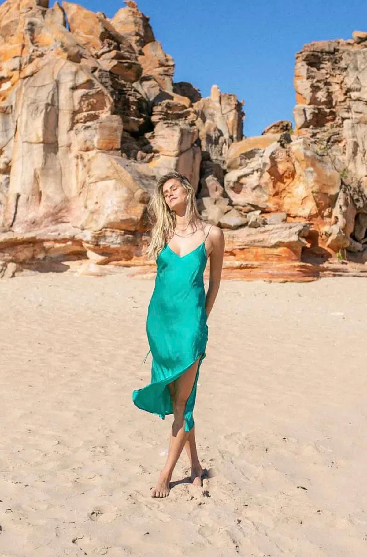 Turquoise Lane Columbia Slip Dress Green Size AU 10 - Image 3