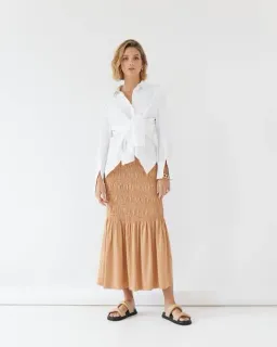 Sovere Trilogy Maxi Skirt Gold Apricot Size AU 8 for rent on The Volte - image 1
