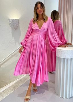 Acler Palms Midi Dress Confetti Pink Size AU 10 for rent on The Volte - image 1