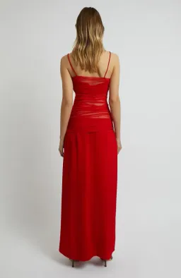 Christopher Esber Contrast Sheer Panel Dress Rubrum Red Size AU 8 for rent on The Volte - image 3