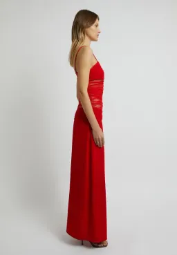 Christopher Esber Contrast Sheer Panel Dress Rubrum Red Size AU 8 for rent on The Volte - image 2