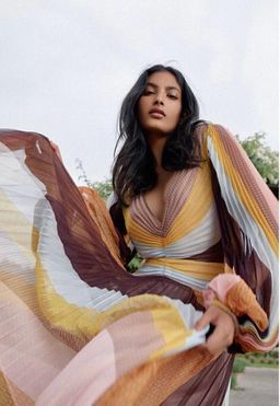 Acler Astone Midi Dress Rainbow Stripe Size 12  for rent on The Volte - image 3