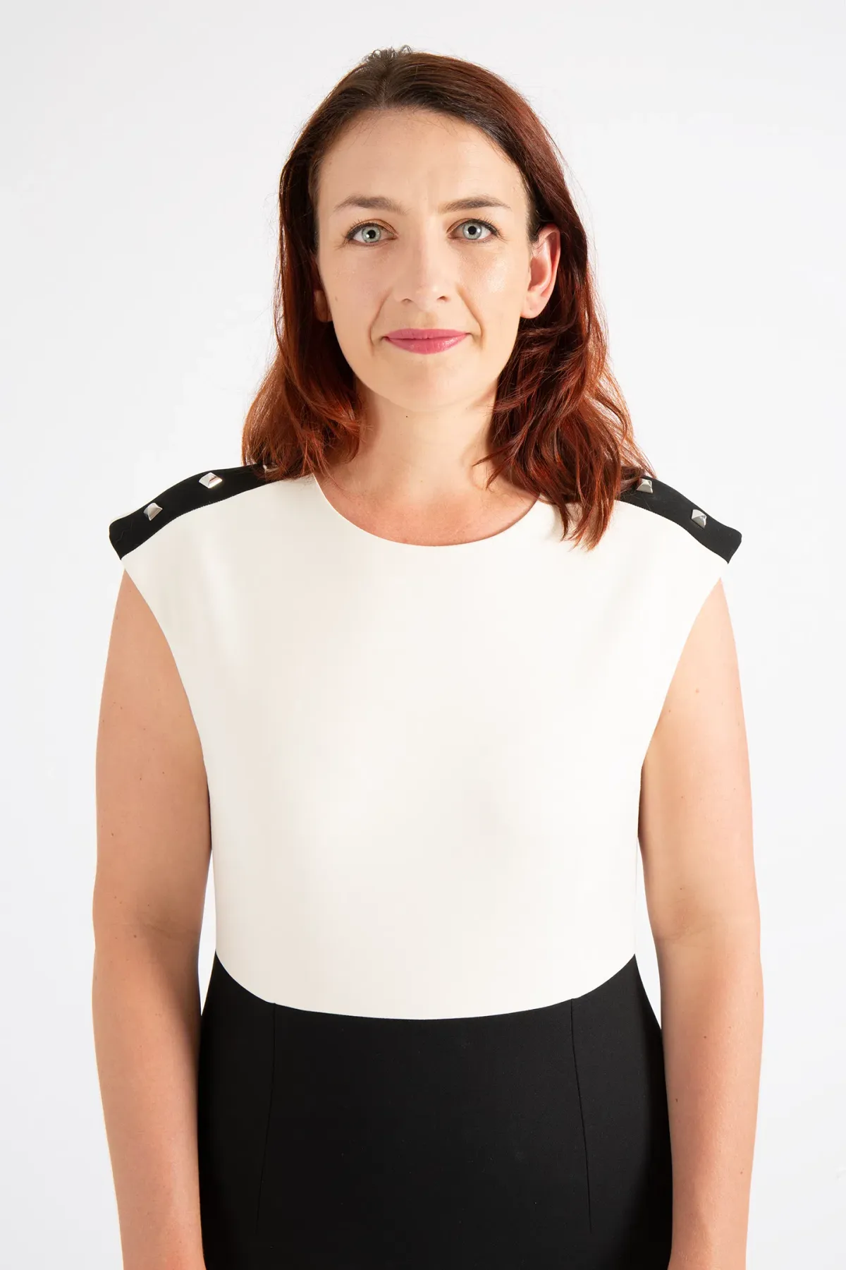 Hugo Boss Colour-Blocked Dress with Stud Trim Black Size 10  - Image 5