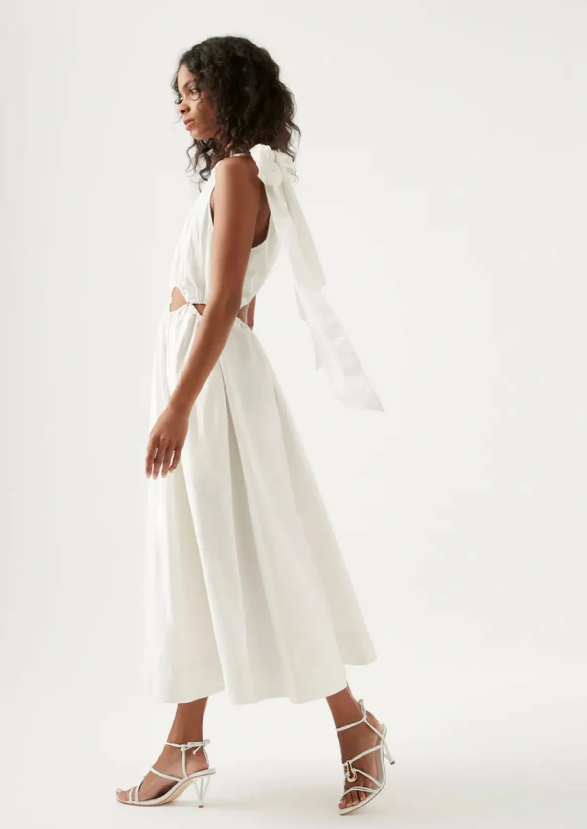 Aje Henriette Tie Strap Midi Dress Ivory Size 8 / S - Image 2