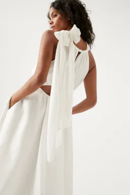 Aje Henriette Tie Strap Midi Dress Ivory Size 8 / S for rent on The Volte - image 4